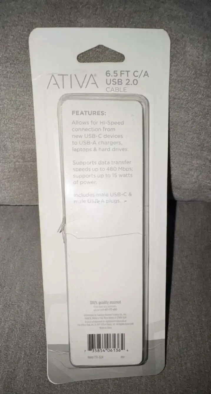 Ativa 6.5ft USB-A to USB-C 2.0 Charging and Data Cable
